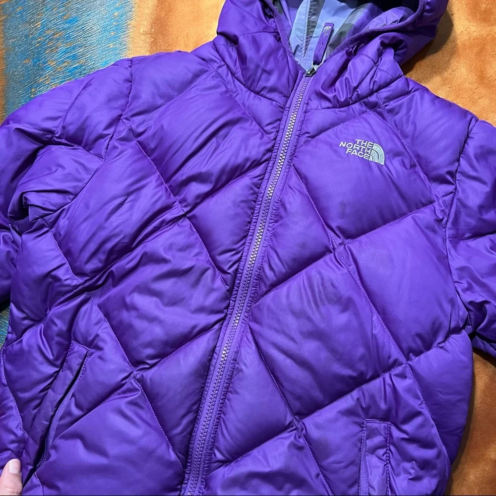 North Face 550 down hooded puffer jacket size L 14-16